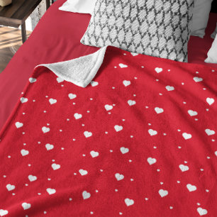 Couverture Polaire Cute White & Red Hearts Motif sans couture