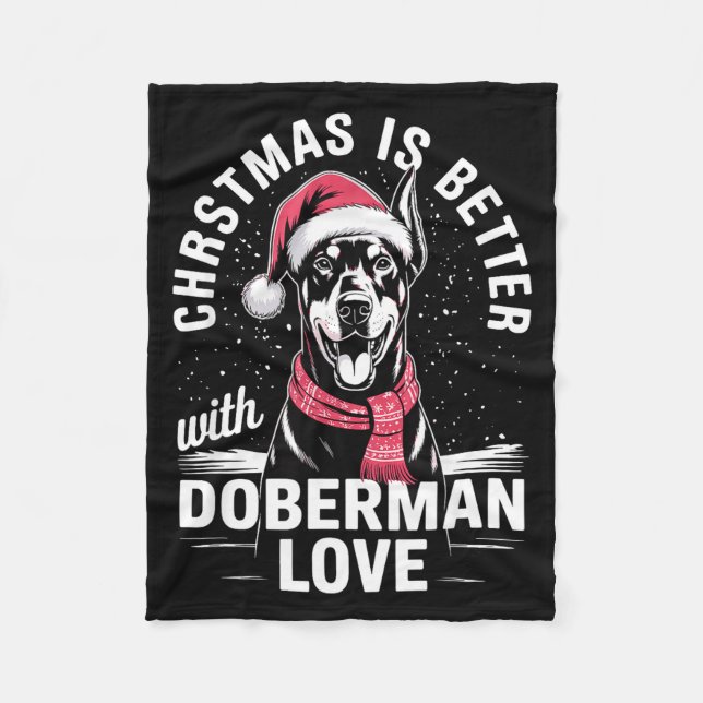 Couverture Polaire Cute Xmas Christmas Is Better With Doberman Nscher (Devant)