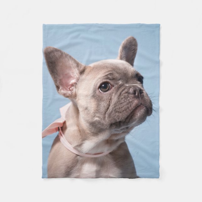 Couverture Polaire Cutest Baby Animals | French Bulldog Pink Bow (Devant)
