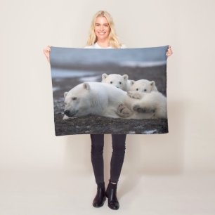Couverture Polaire Cutest Baby Animals   Polar Bear Family Alaska