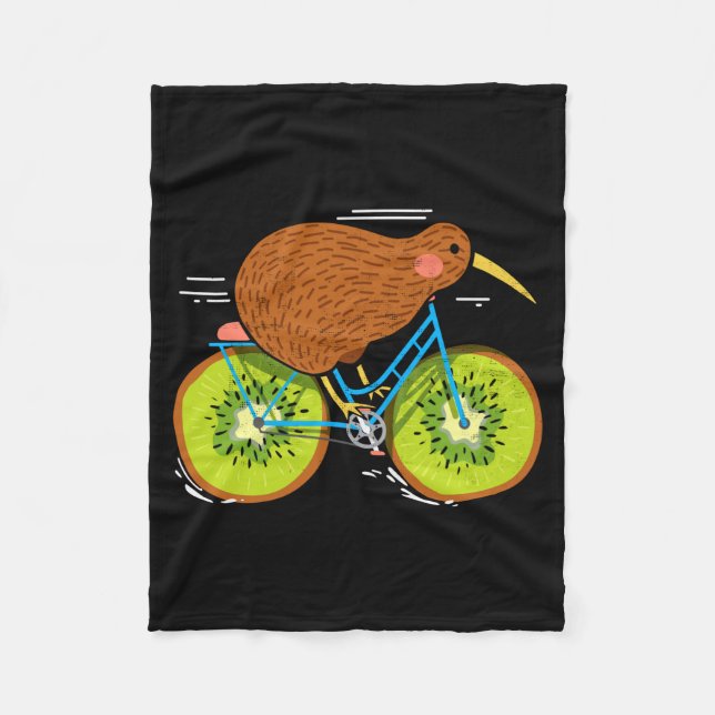 Couverture Polaire Cycle New Zealand Funny Kiwi On A Bicycle Design I (Devant)