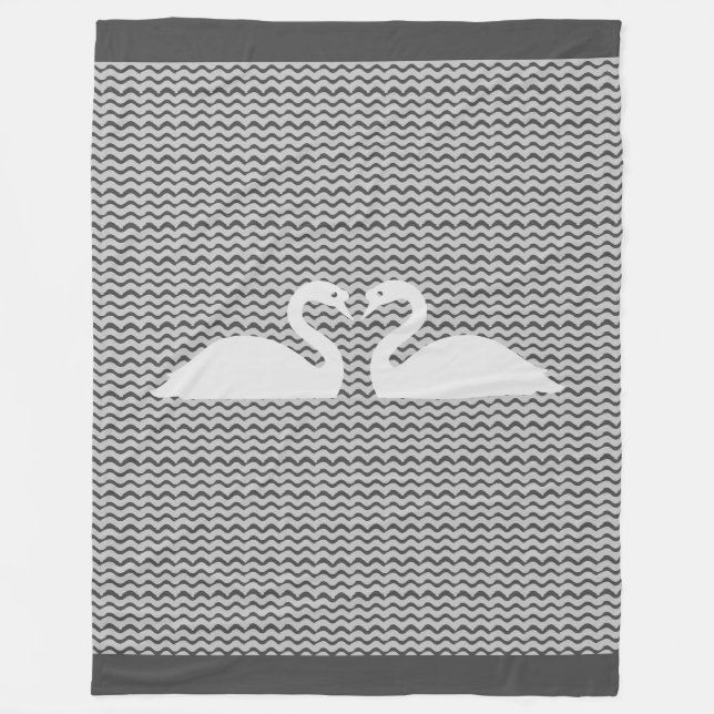 Couverture Polaire Cygnes et vagues (Devant)