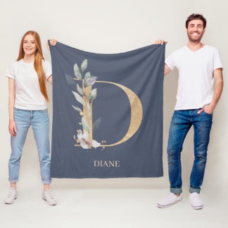 Couverture Polaire D Monogramme Floral Personnalisé