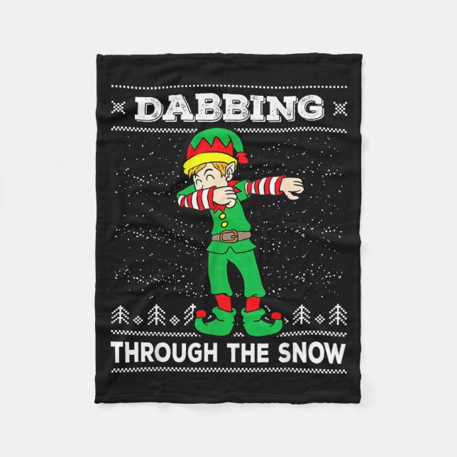 Couverture Polaire Dabbing Through The Snow Elf Dab Ugly Christmas Sw (Devant)