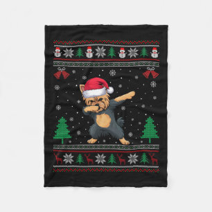 Couverture Polaire Dabbing Yorkie Chien Santa Hat Garçons Filles Enfa