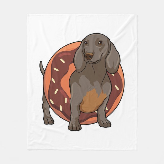 Couverture Polaire Dachshund avec Donut (Devant)