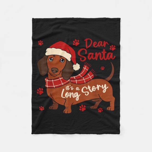 Couverture Polaire Dachshund Chien Cher Père Noël C'est Une Longue Hi (Devant)