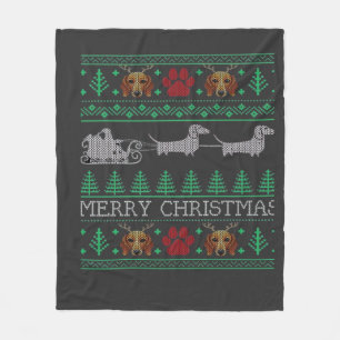 Couverture Polaire Dachshund de Noël chien viennois Dachshund Noël dé