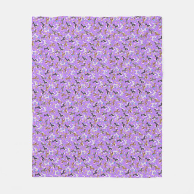 Couverture Polaire Dachshund de Pâques (violet) (Devant)