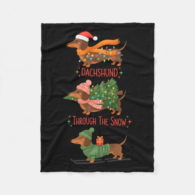 Couverture Polaire Dachshund Dogs Christmas Sweater Dachshund Through (Devant)