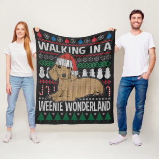 Couverture Polaire Dachshund Marcher Dans Une Wonderland Weenie