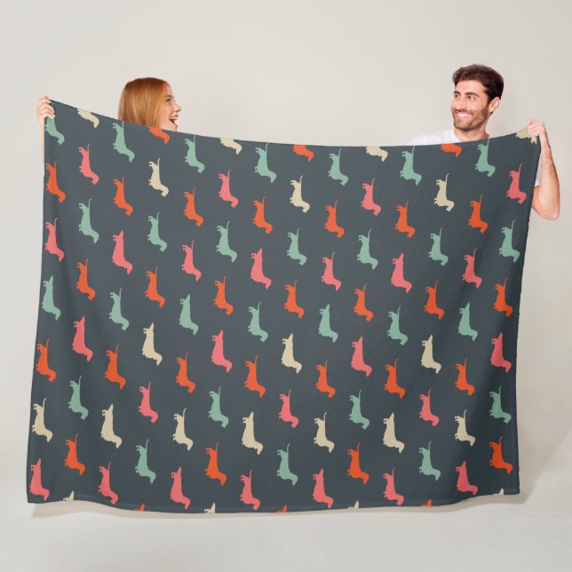Couverture Polaire Dachshund Silhouettes Wiener Amoureux des chiens (En situation)