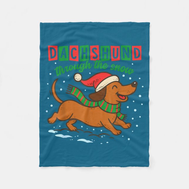 Couverture Polaire Dachshund Through The Snow Funny Christmas Wiener  (Devant)