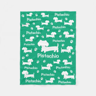 Couverture Polaire Dachshund Wiener Dog Blanket Green personnalisé