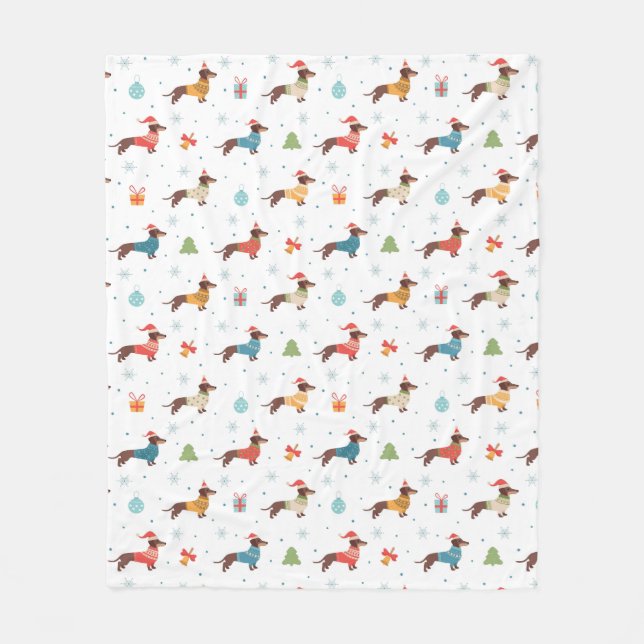 Couverture Polaire Dachshunds dans le Motif des pulls de Noël (Devant)