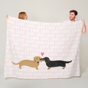 Couverture Polaire Dachshunds Love   Chiens plus mignons avec coeur