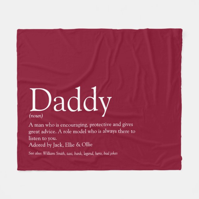 Couverture Polaire Dad Daddy Father Papa Definition Fun Burgundy (Devant (Horizontal))
