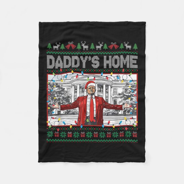 Couverture Polaire Daddy's Home Funny Père Noël Trump Christmas Ugly  (Devant)