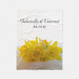 Couverture Polaire Daffodiles jaunes sur le mariage du printemps blan