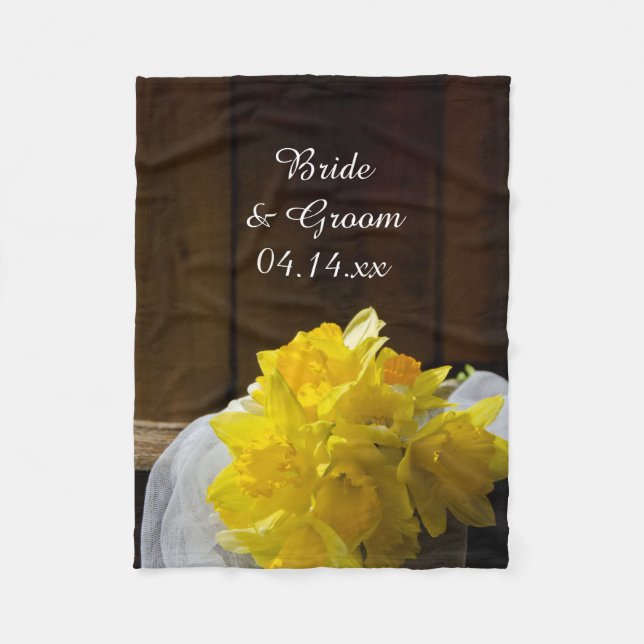 Couverture Polaire Daffodiles rustiques et Mariage campagnard en bois (Devant)
