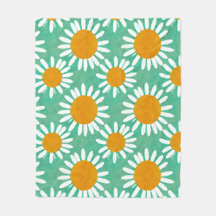 Couverture Polaire Daisy Aquarelle Folk Art Inspiré