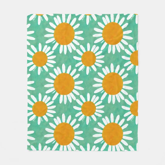 Couverture Polaire Daisy Aquarelle Folk Art Inspiré (Devant)