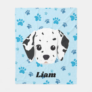 Couverture Polaire Dalmatie Bleu Empreinte de patte Personnalisé Enfa