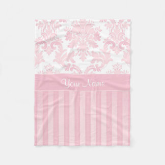 Couverture Polaire Damassé et rayures roses assez personnalisées