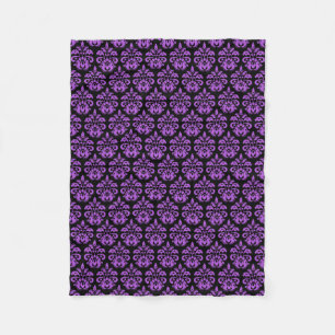 Couverture Polaire Damassé gothique noire et pourpre de victorian