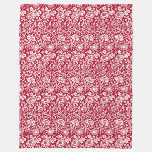 Couverture Polaire Damassé, rouge et blanc d'oeillet de Nouveau d'ar