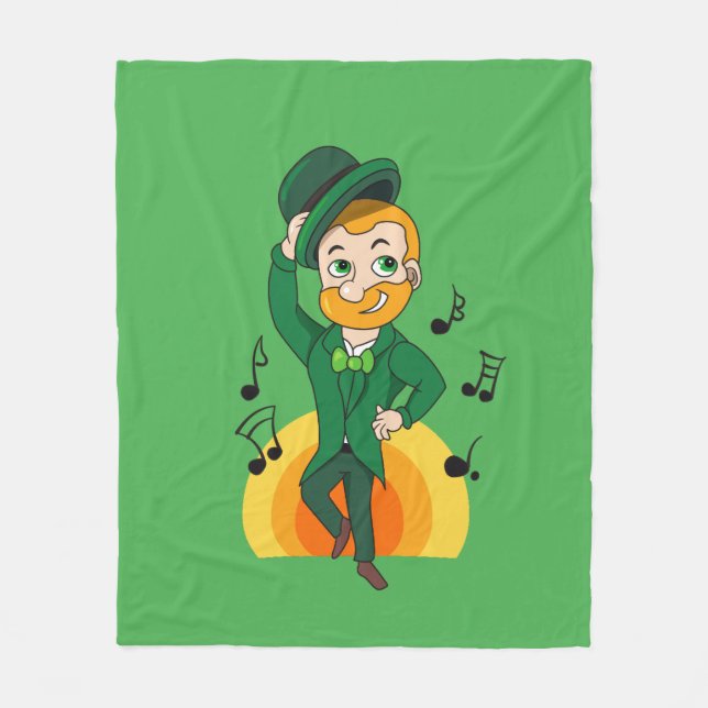Couverture Polaire Dancing leprechaun, dessin animé de la Saint Patri (Devant)