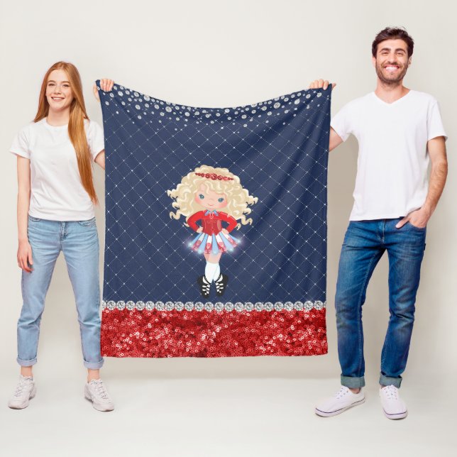 Couverture Polaire Danse irlandaise personnalisée Blond Girl Soft Sho (En situation)
