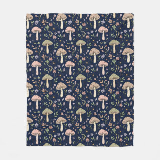 Couverture Polaire Dark Navy Fungi | Minimalist Office Cozy Gift