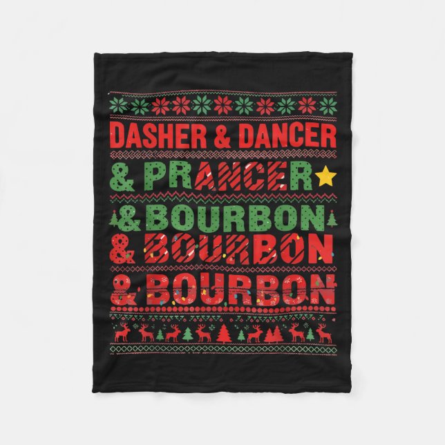 Couverture Polaire Dasher Dancer Prancer And Bourbon Whiskey Funny Ch (Devant)