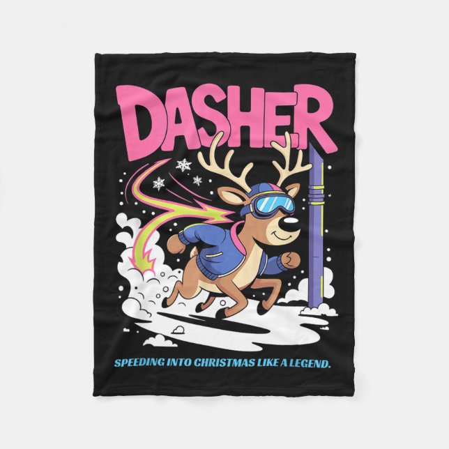 Couverture Polaire Dasher Reindeer Christmas Speeding Fun  (Devant)