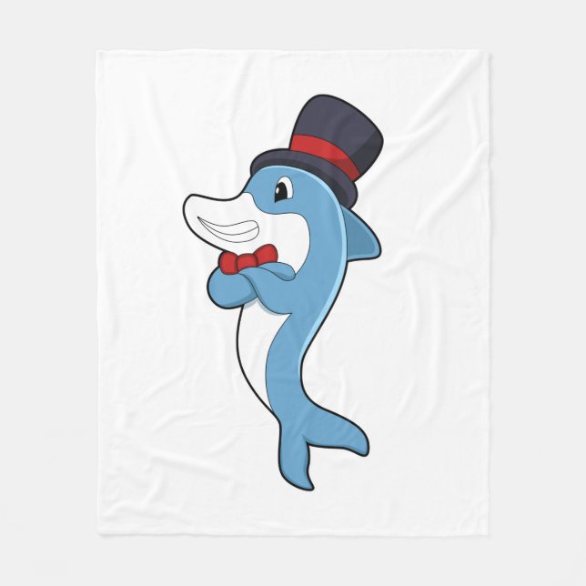 Couverture Polaire Dauphin en tant que Gentleman avec Casquette (Devant)