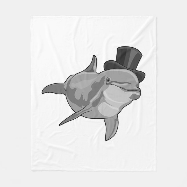 Couverture Polaire Dauphin en tant que Gentleman avec chapeau supérie (Devant)