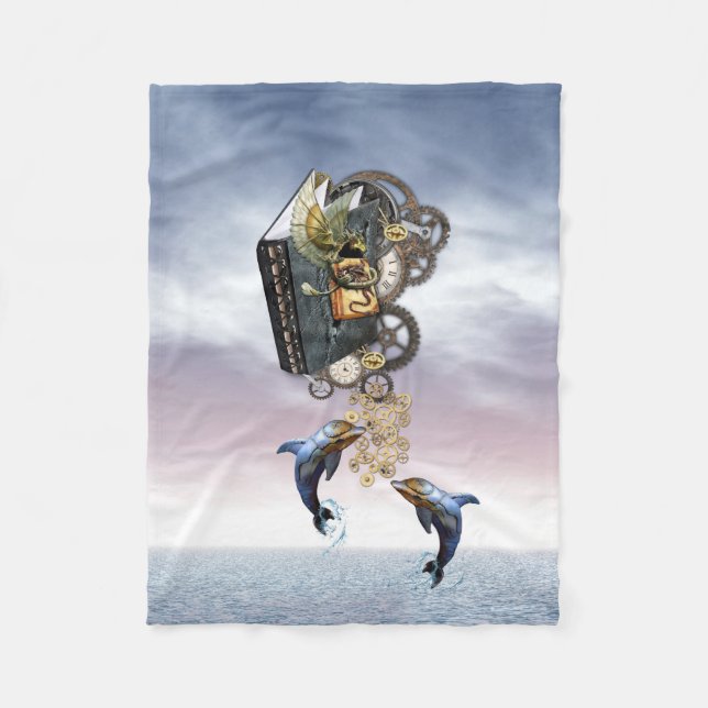 Couverture Polaire Dauphins sauteurs en vapeur (Devant)