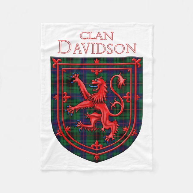 Couverture Polaire Davidson Tartan Scottish Plaid Lion Rampant (Devant)