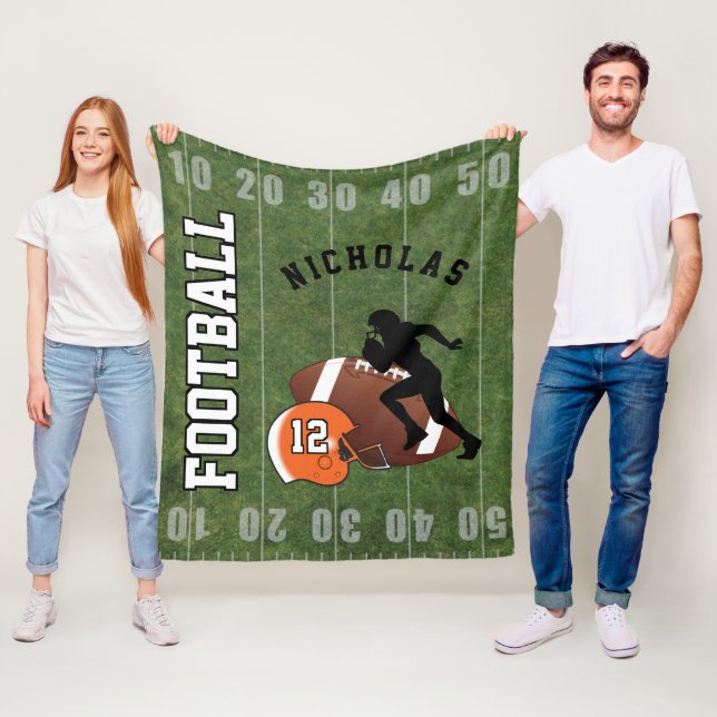Couverture Polaire 🏈 de football américain - Casque orange (En situation)