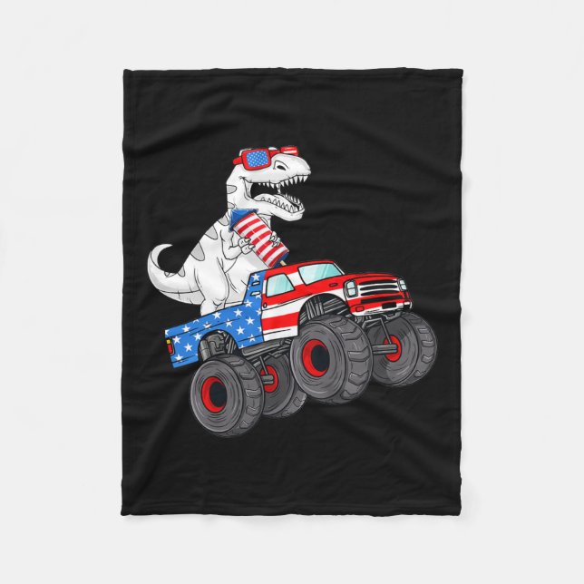 Couverture Polaire De Juillet T Rex Dino Trex Dinosaur Monster Truck  (Devant)