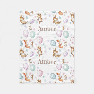 Couverture Polaire De mignons animaux en bois avec des ballons couver