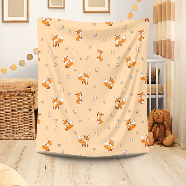 Couverture Polaire De mignons petits renards sur la crème (Créateur téléchargé)