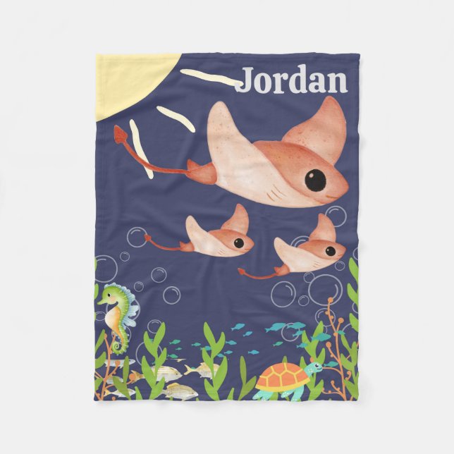 Couverture Polaire De mignons raies dans une mer d'un bleu profond, (Devant)
