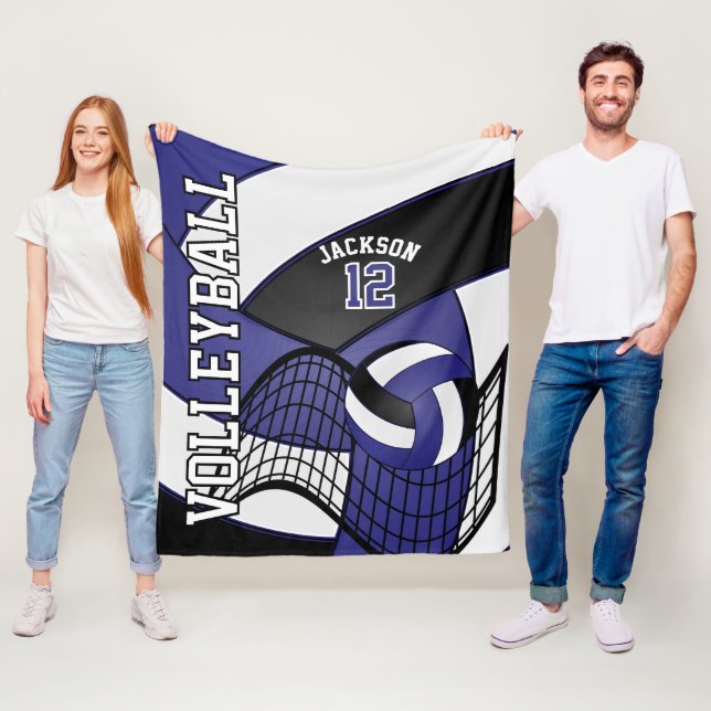 Couverture Polaire 🏐 de volley-ball - Bleu, Blanc, Noir (En situation)