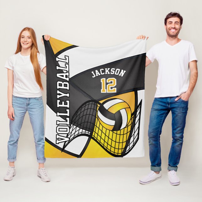 Couverture Polaire 🏐 de volley-ball - Jaune, Blanc, Noir (En situation)