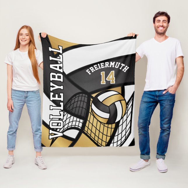 Couverture Polaire 🏐 de volley-ball - Or, Blanc, Noir (En situation)