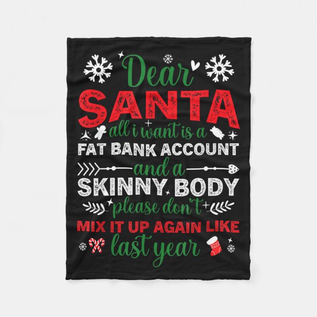 Couverture Polaire Dear Santa Fat Bank Account Skinny Body Funny Chri (Devant)