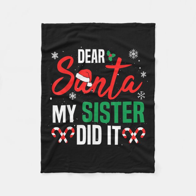 Couverture Polaire Dear Santa My Sister Did It Christmas Naughty Fami (Devant)