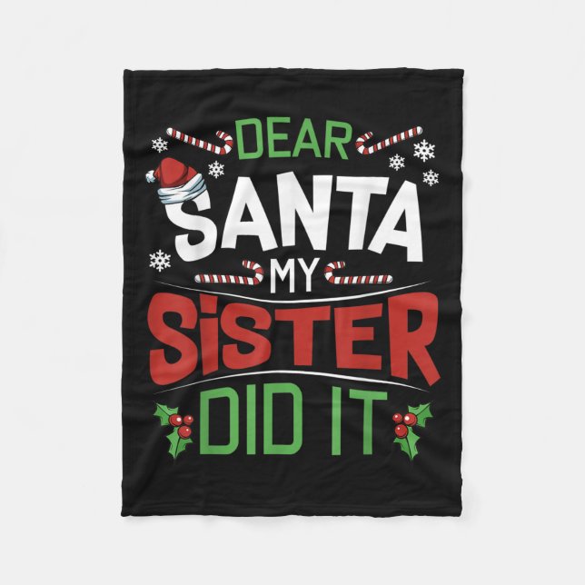 Couverture Polaire Dear Santa My Sister Did It Funny Siblings Christm (Devant)